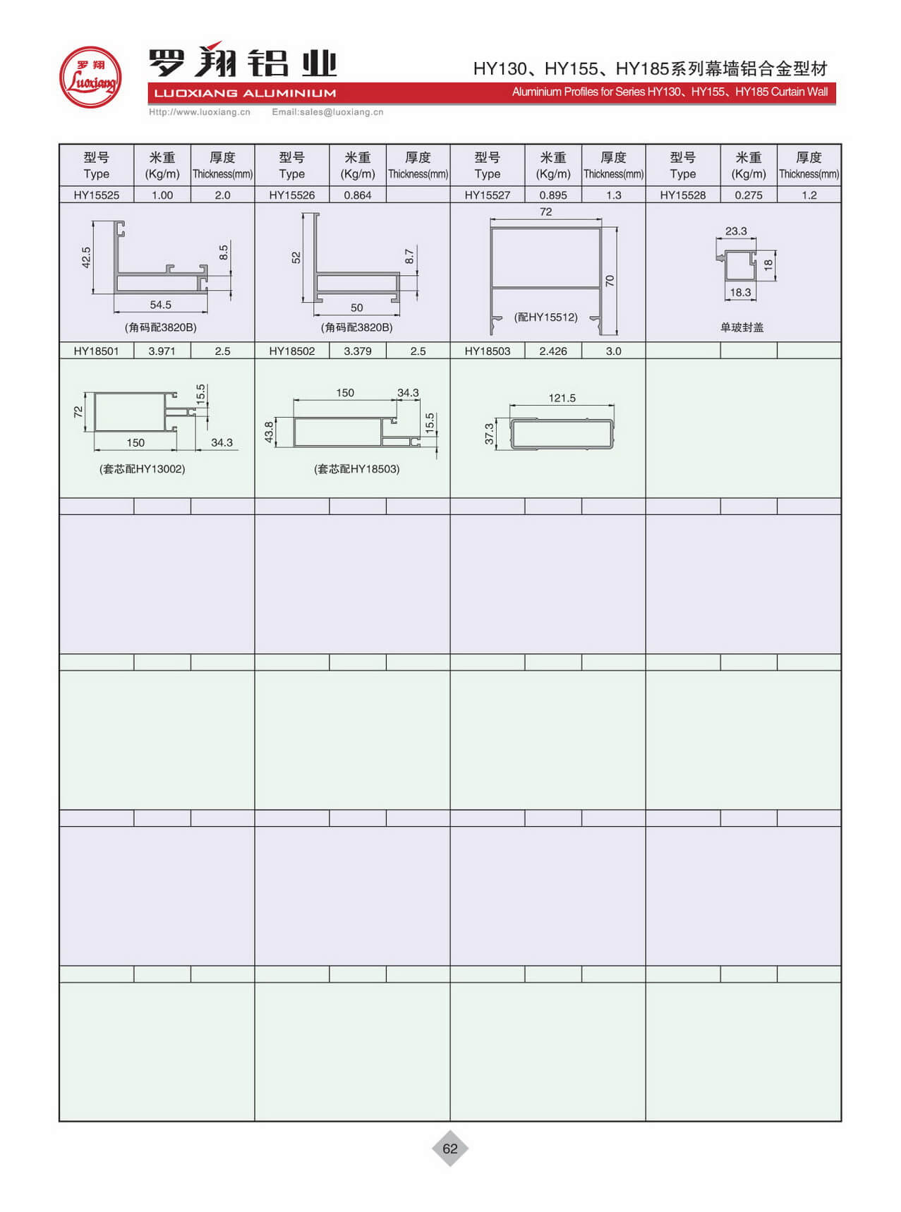 HY130、HY155、HY185系列幕墻